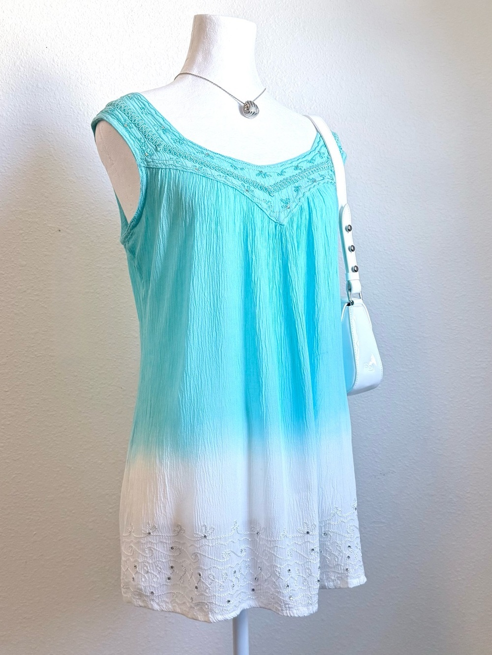 Vintage Raya Sun Ombré Beaded Tank Top Fairy Boho Coconut Girl